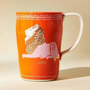NEW Anthropologie Danielle Kroll Zodiac Mug Leo Lion Orange